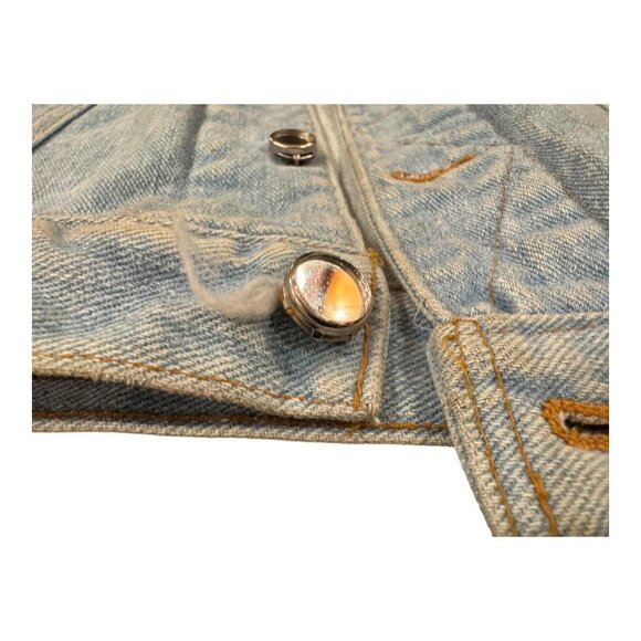 Vintage Bobby Heenan Denim Jacket Womens Small Light Blue Custom Airbrush 92 USA - Picture 9 of 16